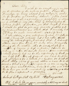 Letter from William Raymond, Amherst College, [Amherst, Massachusetts], to William Lloyd Garrison, 1835 Oct[ober] 15