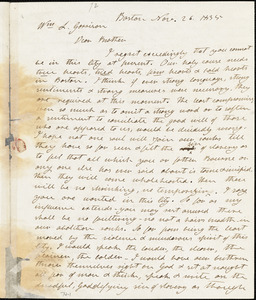 Letter from Henry Clarke Wright, Boston, [Massachusetts], to William Lloyd Garrison, 1835 Nov[ember] 26