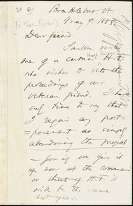 Letter from Thomas Wentworth Higginson, Brattleboro, [Vermont], to Theodore Parker, 1858 May 9