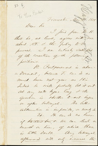 Letter from Theodore Parker, Worcester, [Massachusetts], to Thomas Wentworth Higginson, 1858 May 18