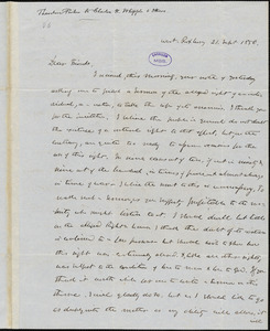 Letter from Theodore Parker, West Roxbury, [Massachusetts], to Charles King Whipple, 1850 Sept[ember] 21