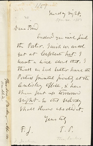 Letter from Theodore Parker to Francis Jackson, [1851] April 19