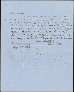 Letter from Theodore Parker to Wendell Phillips, 1854 May 9