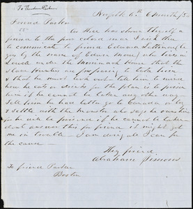 Letter from Abraham Simons, Norfolk, [Massachusetts], to Theodore Parker, 1854 [June] 6