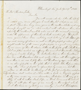 Letter from W. Ingram, Williamsburg, [New York], to Theodore Parker, 1856 April 17