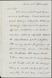 Letter from Theodore Parker, Boston, [Massachusetts], 1848 April 22