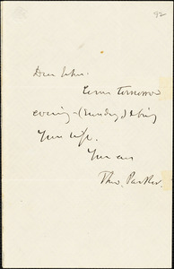 Letter from Theodore Parker to John Sullivan Dwight