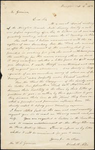 Letter from Elizabeth Niles, Abington, [Massachusetts], to William Lloyd Garrison, 1838 Oct[ober] 16th