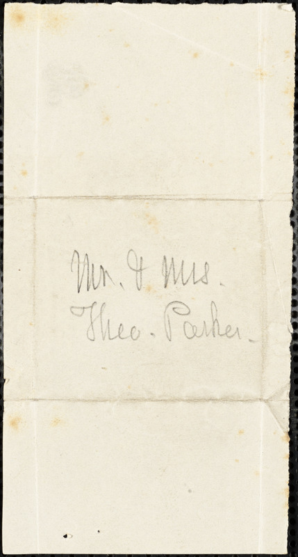 Lock of Theodore Parker's hair, [Boston, Massachusetts], to Caroline C. Thayer