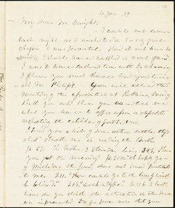 Letter from Theodore Parker, [Boston, Massachusetts], to John Sullivan Dwight, 1839 Jan[uary] 10