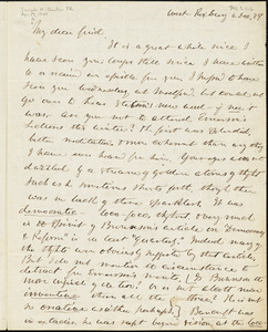 Letter from Theodore Parker, West Roxbury, [Massachusetts], to Convers Francis, 1839 Dec[ember] 6