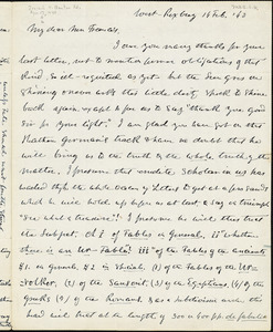 Letter from Theodore Parker, West Roxbury, [Massachusetts], to Convers Francis, 1840 Feb[ruary] 14