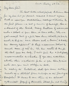 Letter from Theodore Parker, West Roxbury, [Massachusetts], to Convers Francis, 1840 Feb[ruary] 28