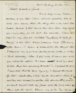 Letter from Theodore Parker, West Roxbury, [Massachusetts], to Convers Francis, 1840 Nov[ember] 21