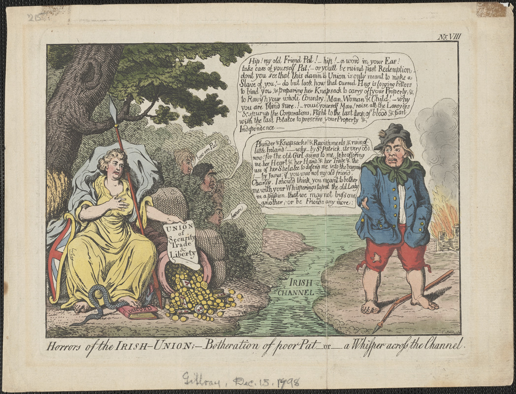 Horrors of the Irish-union. Botheration of poor Pat - or - a whisper across the Channel