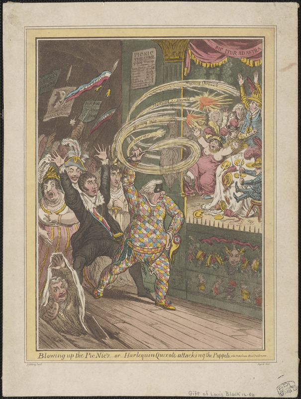 Blowing up the Pic Nic's - or - Harlequin Quixote attacking the puppets