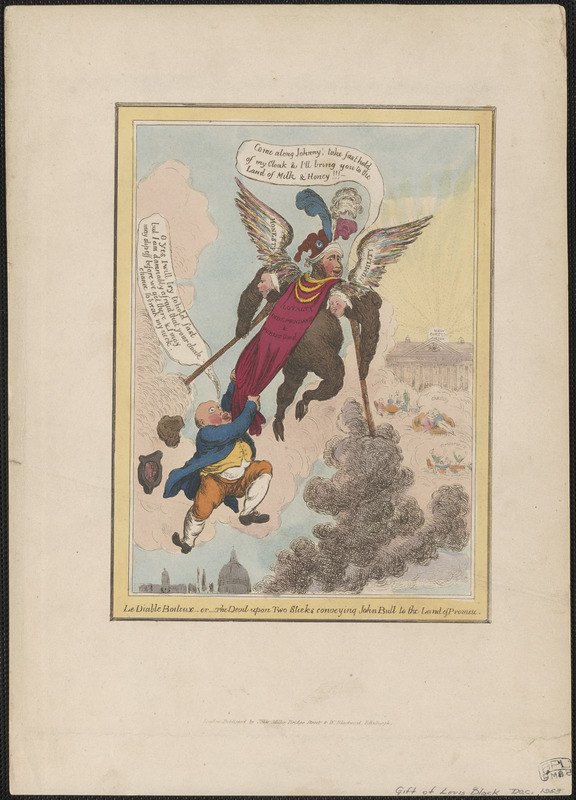 Le diable-boiteux - or - the Devil upon two sticks conveying John Bull to the land of promise