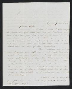 Letter to 'Bela' [Isabel M. Carret, Dedham, Mass.] from 'Willie' [William L. G. Peirce, Lincoln, Mass.], December 1850