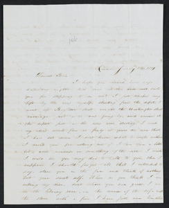 Letter to 'Bela' [Isabel M. Carret, Dedham, Mass.] from 'Willie' [William L. G. Peirce, Lincoln, Mass.], January-February 1851