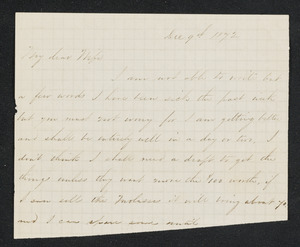 Letter to wife [Isabel] from 'Will', Lincoln, December 1872-February 1873