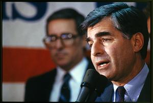 Boston: 1988 - Gov. Mike Dukakis speaks during his campaign for president