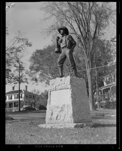 "The School Boy of 1850" whose valor in war was equaled by their achievements in peace. Given to town of Ashburnham by Ivers Whitney Adams.