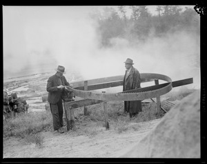 Men sharpen saw at lumber mill in West Rutland
