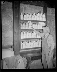 Miller with flour, Henry Ford Grist Mill, Sudbury