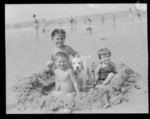 Kids & dog at the beach