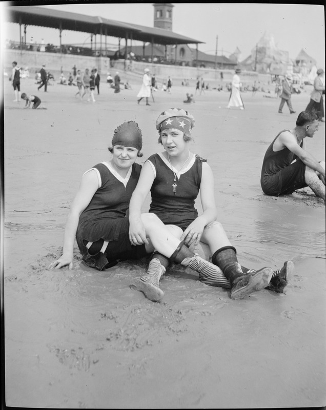 Two bathing girls at Revere Beach - Digital Commonwealth