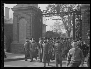 West Point cadets march through Harvard Gate