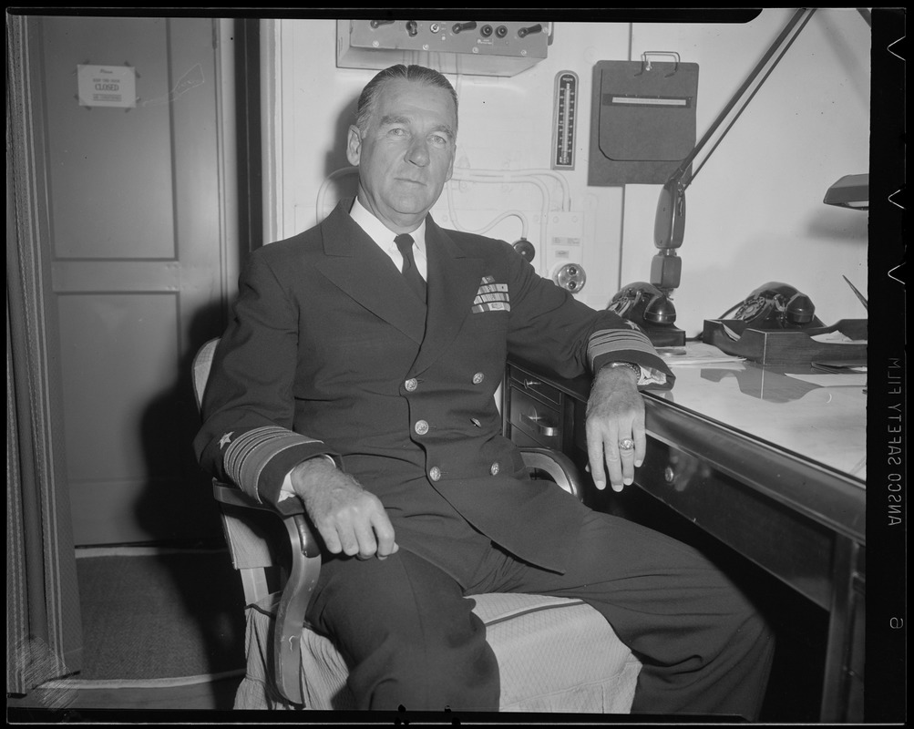 Admiral William H. P. Blandy in Boston aboard USS Pocono