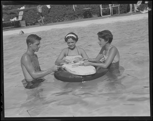 Playing cards in the pool