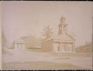 Wachusett Reservoir, First Congregational Church (and Thomas Hall), corner of Howe and East Main Streets, from the southwest, West Boylston, Mass., Nov. 14, 1896