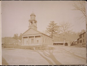Wachusett Reservoir, First Congregational Church (and Thomas Hall), corner of Howe and East Main Streets, from the south, West Boylston, Mass., Nov. 14, 1896