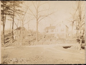 Wachusett Reservoir, Sarah Buck's houses, on the west side of Harris Street, near Central Massachusetts Railroad, from the southeast near Harris Street, Oakdale, West Boylston, Mass., Jan. 13, 1897