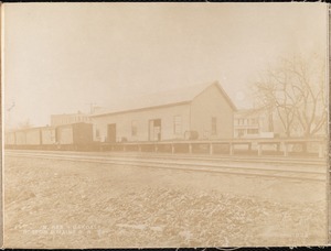 Wachusett Reservoir, Boston & Maine Railroad's freight house, on the east side of North Main Street, nearly opposite May Street, from the east on the Worcester, Nashua & Portland Railroad tracks, Oakdale, West Boylston, Mass., Jan. 13, 1897
