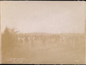 Wachusett Reservoir, Catholic Cemetery, near Sandy Pond, from the south on the hill in the south part of the cemetery, Clinton, Mass., Jan. 14, 1897