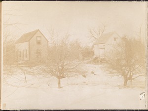 Wachusett Reservoir, Ann Bradley's house and barn, on the north side of the West Boylston Road, near the corner of Main Street, from the east at the corner of Main Street, Clinton, Mass., Feb. 11, 1897