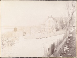 Wachusett Reservoir, Owen Kittredge's house and barn, on the west side of Main Street, from the south in Main Street, Clinton, Mass., Feb. 11, 1897