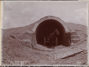 Wachusett Aqueduct, section of aqueduct, with team inside, Section 6, station 234+, from the south, Northborough, Mass., Jul. 24, 1897