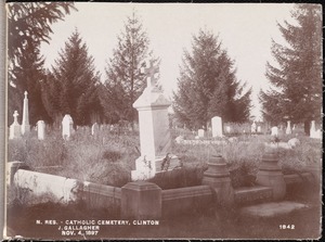 Wachusett Reservoir, Catholic Cemetery, near Sandy Pond, marble monument, J. Gallagher, from the east in avenue, Clinton, Mass., Nov. 4, 1897