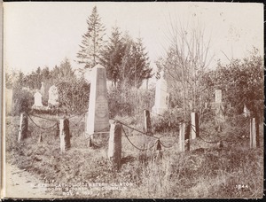 Wachusett Reservoir, Catholic Cemetery, near Sandy Pond, granite, marble and wooden monuments, John Woods, Michael Toner and Mary Coughlin, from the east, Clinton, Mass., Nov. 4, 1897