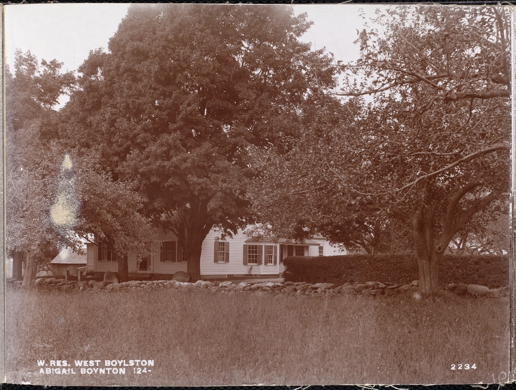 Wachusett Reservoir, Abigail Boynton's buildings, on the northerly side of Malden Street, from the southeast, West Boylston, Mass., Oct. 4, 1898