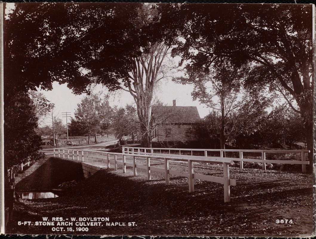 Wachusett Reservoir, 5foot stone arch culvert, Maple Street, West
