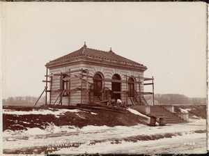 Distribution Department, Chestnut Hill Reservoir, new Gatehouse; Effluent Gatehouse No. 1 in background, Brighton, Mass., Jan. 25, 1901