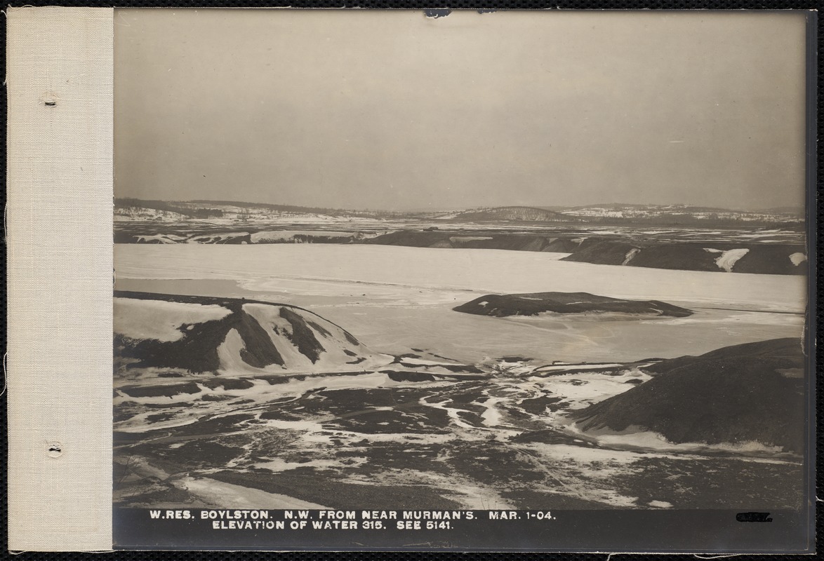 Wachusett Reservoir, northwest from near Murman's, elevation of water 315 (compare with No. 5141), Boylston, Mass., Mar. 11, 1904