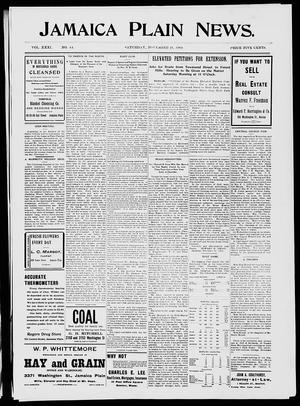 Jamaica Plain News. November 21, 1903 - Digital Commonwealth