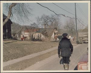 Street and houses after flood