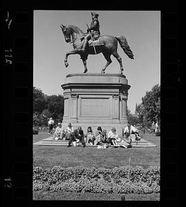 Summer in Public Garden, George Washington statue, downtown Boston